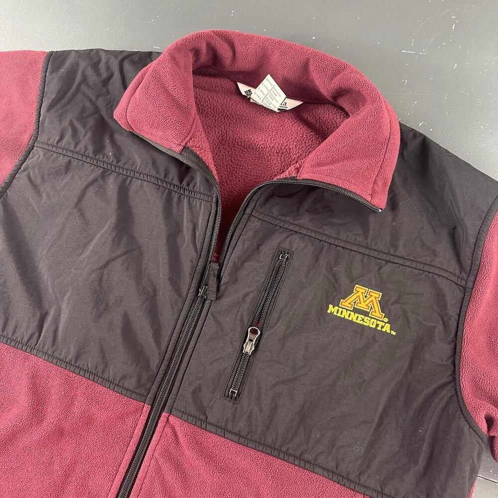 Minnesota Gophers x Columbia Jacket Mens Large Maroon Black Zip Thru Fleece - Picture 3 of 9